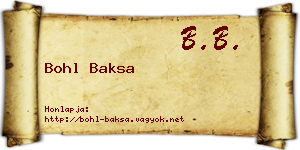 Bohl Baksa névjegykártya